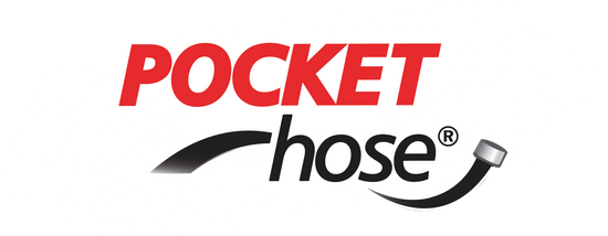 pocket hose logo - red text on top reading pock...