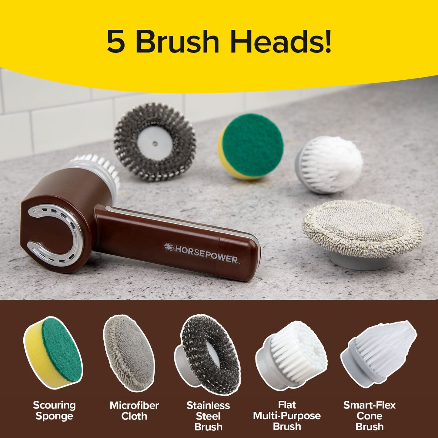 Horsepower Scrubber - 5 pc Replacement Brush Heads