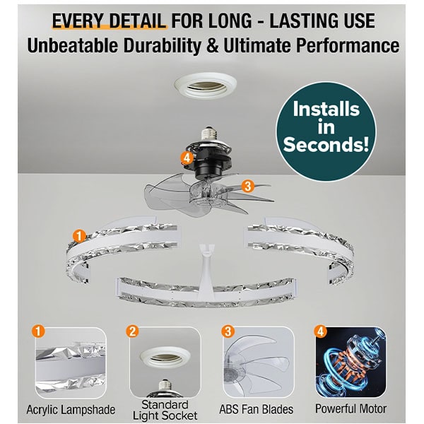 Chandelier Fan with Dimmable Lights