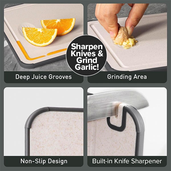 Stainless Steel Double-Sided Cutting Board with Knife Sharpener