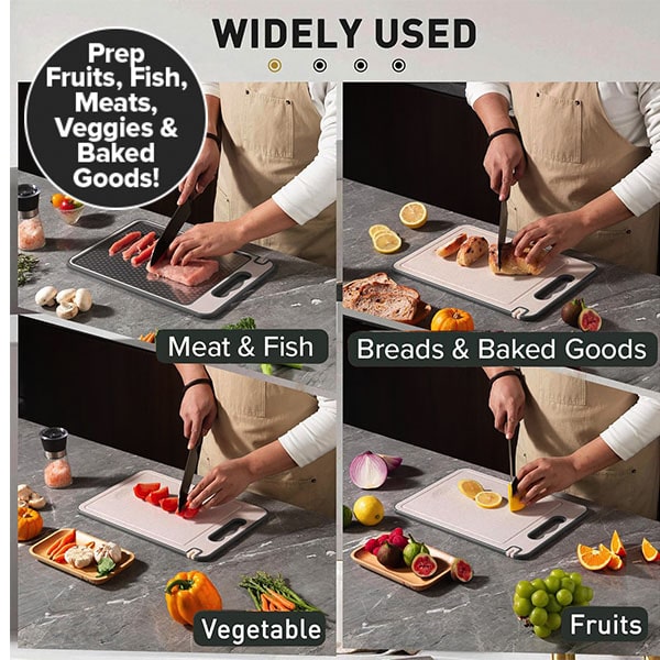 Stainless Steel Double-Sided Cutting Board with Knife Sharpener