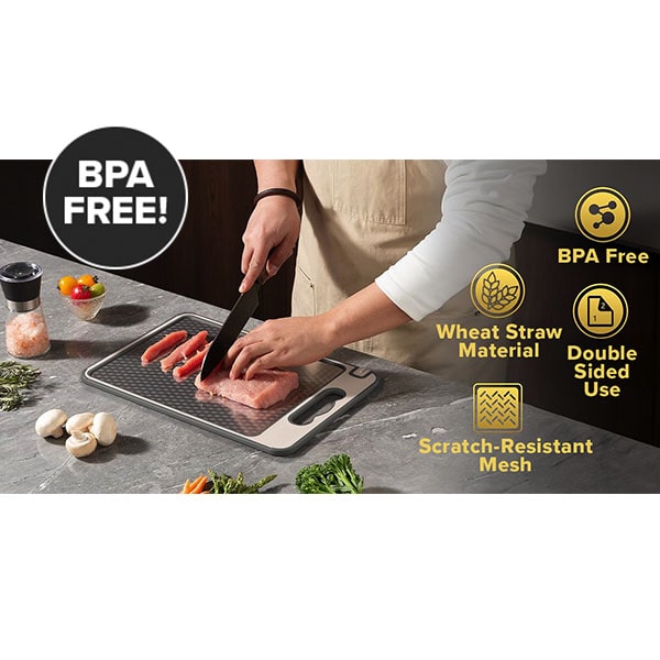 Stainless Steel Double-Sided Cutting Board with Knife Sharpener
