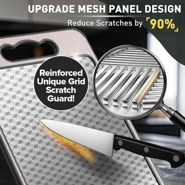 Stainless Steel Double-Sided Cutting Board with Knife Sharpener