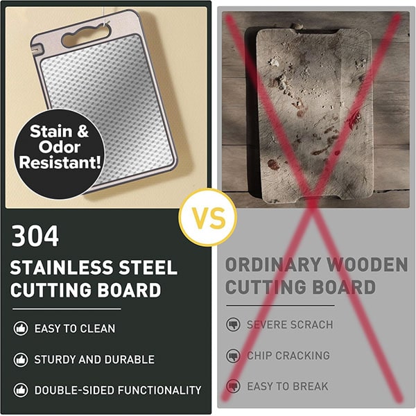 Stainless Steel Double-Sided Cutting Board with Knife Sharpener