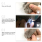 3 step images of how to use a Safe Pet Nail Clippers with LED Light on an animal's paw