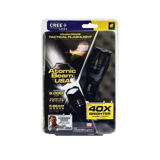 Atomic Beam Flashlight packaging isolated on a white background