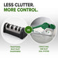 Comparison image: a traditional multi-slot knife sharpener on the left vs. the Croco Dial 5-in-1 sharpening system with green handle on the right. Text reads: Croco Dial—Less clutter. More control.