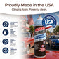 A can of Horsepower Waterless Car Wash is displayed against a patriotic background, featuring icons for waterless cleaning, easy aerosol spray, multi-surface use, and high-lubricity foam. “Proudly Made in the USA” appears at the top.