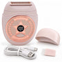 Lady Sheriff™ Women’s Compact Wet & Dry Electric Razor featuring a digital battery display, a protective cap, a USB charging cable, and a small cleaning brush for a close, comfortable shave.