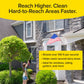Using the Pocket Hose Arrow, a person cleans second-story windows, siding, and gutters with a long pole and Flow Force Technology that shoots water over 100 ft/sec in a powerful stream.