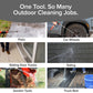 Collage of Pocket Hose Arrow high-velocity sprayer cleaning patio, car wheels, sliding door tracks, siding, garden tools & truck bed. Text: “Pocket Hose Arrow—One Tool. So Many Outdoor Cleaning Jobs.”.