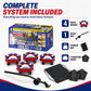 The Penta Move furniture moving system kit includes four heavy-duty red, white, and blue dollies, a black boost bar, two black risers, and a convenient black storage bag. Packaged in a box with clearly labeled components on a white background, the versatile Penta Move makes it easy and confident to move heavy furniture.