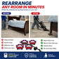 Here's the sentence rewritten using the product data: Comparison of moving a heavy bed by lifting vs. easily sliding it with Penta Move red and blue furniture sliders; the benefits and features of this innovative furniture moving tool are highlighted, making it simple and efficient to move heavy furniture without straining your back.