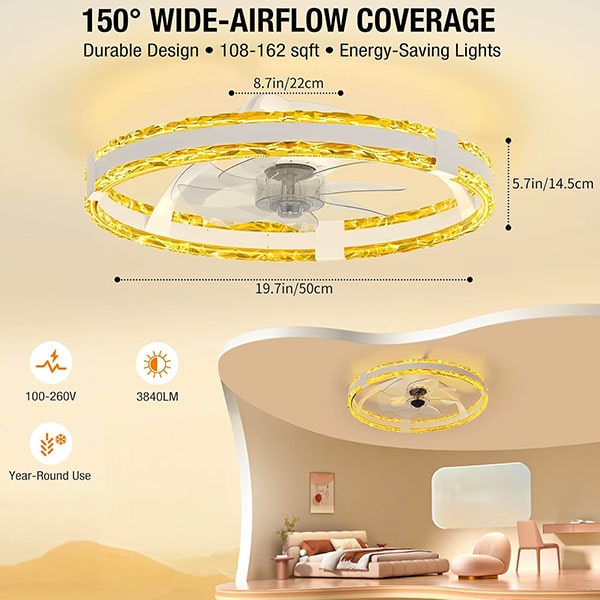 Chandelier Fan with Dimmable Lights