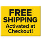 Yellow sign with bold black text that reads, FREE SHIPPING Activated at Checkout! Perfect for your next Cordless Electric Cutter, which features a self-sharpening stainless steel blade.