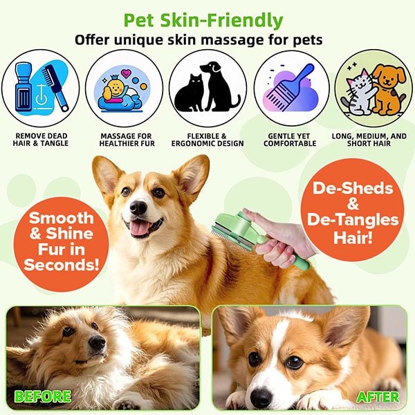 Pet Hair Removal Comb with Release Button