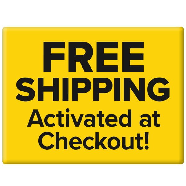Yellow rectangle with bold black text reading FREE SHIPPING for our All-Purpose Cleaning Paste activated at checkout.