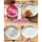 Four-panel collage showing a person using All-Purpose Cleaning Paste and a sponge to scrub a dirty plate until it is clean.