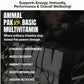 A promotional graphic compares Animal Pak - Multivitamin for Men & Women to a basic multivitamin, highlighting strength, muscle recovery, immune support, metabolism, and nutrient absorption. A muscular person holds the container, emphasizing overall wellbeing.