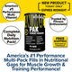 A promotional ad for Animal Pak - Multivitamin for Men & Women shows the canister with text highlighting muscle building, immune support, free shipping, and endorsements from fitness enthusiasts.