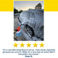 A black SUV is being washed with rich foam using the Car Wash Sprayer With 25 Foot Expandable Garden Hose. Five gold stars and a positive customer review are displayed below the photo.