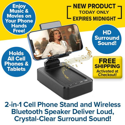 Cell Phone Stand with Wireless Bluetooth Speaker