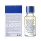 A blue rectangular Dr. Leo Acne Buster product box next to a small clear glass bottle, both featuring labels with ingredient lists and usage instructions.