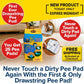Promotional ad for Drawstring Pee Pad, showcasing a vibrant yellow and blue bag and a small dog. The ad highlights key features: innovative drawstring pee pad design, leak-proof protection, advanced odor-control technology, 25 pads included per pack, plus free shipping.