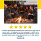 Four people sit on camping chairs around a fire pit at dusk, three of whom are wrapped in dark gray Electric Heated Shawl blankets.