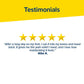 Testimonials: 5 yellow stars and a quote from Mike R. praising the pain relief and moisturizing effect after using Hempvana Cocoa Butter on his knees and lower back.