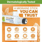 The Hempvana Migraine Stick, featuring a convenient roller ball applicator, is displayed. This migraine relief roll-on is made in the USA with vegan, cruelty-free, and natural ingredients. Lab tested for quality and infused with soothing hemp seed oil, it provides fast and effective targeted comfort without side effects.