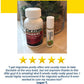 A bottle of Excedrin Migraine and a Hempvana Migraine Stick are on a counter with a plant in the background. The Hempvana Migraine Stick, a migraine relief roll-on infused with soothing hemp seed oil, is featured with a five-star review below praising its effectiveness for headaches and nausea.