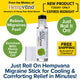 Discover soothing comfort with the Hempvana Migraine Stick—now available in an easy-to-use roll-on for targeted migraine relief. Infused with hemp seed oil, this innovative product promises natural, effective relief where you need it most. Plus, enjoy free shipping and see how effortless migraine comfort can be. The product is shown uncapped with a bold blue headline at the bottom, illuminating your path to wellness.