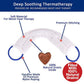 The Hot & Cold Neck Wrap provides soothing relief with moist heat or cold therapy; features blue handles, soft fabric, premium stitching and nylon roping, plus a heart-shaped section highlighting its 100% natural grains filling.