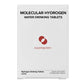 A white box labeled "Molecular Hydrogen Water Drinking Tablets" features a red raspberry logo at its center. The raspberry-flavored box contains 30 dissolvable tablets intended as a dietary supplement. These tablets are designed to produce tasty, hydrogen-rich water with every use.