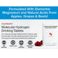 A box of Molecular Hydrogen Water Drinking Tablets (Raspberry) sits next to fresh raspberries. The text highlights that these tablets create molecular hydrogen water enhanced with magnesium and natural acids. Certified GMP, Made in USA, IHSA certified, and third-party tested for quality—enjoy convenient hydrogen-rich water anytime.