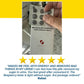 A hand holds a blister pack labeled Molecular Hydrogen Water Drinking Tablets. Below is a five-star review highlighting the product’s energizing effects and delicious raspberry flavor, mentioning this is the customer’s third purchase and emphasizing the refreshing boost provided by these hydrogen-rich water tablets.