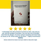 A hand holds a box labeled “Molecular Hydrogen Water Drinking Tablets,” highlighting an easy and convenient way to enjoy hydrogen-rich water daily. Below, a 5-star review from Katrina praises the product’s quality, ease of use, and value, with a note about review sources.