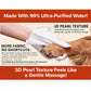 A gloved hand uses a Hypoallergenic Dog & Cat Bathing Glove Wipe to clean a dog’s paw with its textured white surface. These wipes feature 99% ultra-purified water, a unique 3D pearl texture, and extra fabric for thorough cleaning. Made without shortcuts, they are hypoallergenic and designed to gently cleanse even the most sensitive paws while keeping your furry friend fresh.