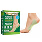 A box of Hempvana Plantar Fasciitis Pain Relief Patch, featuring 8 patches infused with hemp seed oil for up to 8 hours of daily relief, is displayed beside a bare foot with a green patch applied to the heel and arch area.