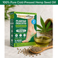 A box of Hempvana Plantar Fasciitis Pain Relief Patch, made with 100% Pure Cold-Pressed Hemp Seed Oil, is displayed next to a glass bowl containing oil, hemp seeds, and a hemp leaf. Above it, the text reads: 100% Pure Cold-Pressed Hemp Seed Oil! Ideal for targeted plantar fasciitis pain relief.