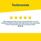 A testimonial with five gold stars. The quote praises the Hempvana Plantar Fasciitis Pain Relief Patch for its comfort and ease of use after standing all day, making it a favorite for plantar fasciitis pain relief. Sarah M. is credited at the end.