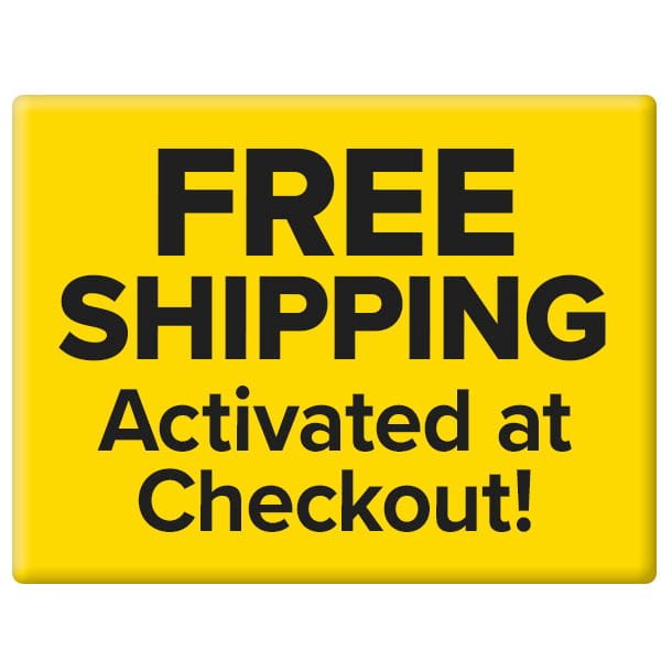 A yellow sign with bold black text says, FREE SHIPPING Activated at Checkout! Perfect for Car Windshield Cleaner—enjoy streak-free windows delivered to your door.