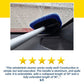 The Car Windshield Cleaner features microfiber pads and an aluminum handle for streak-free window cleaning inside your car. Below the image, you’ll find a 5-star review and customer testimonial.