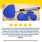 A blue Car Windshield Cleaner with a long handle and three microfiber pads rests on a counter. Paul W. gives it five stars for effective, streak-free window cleaning and easy use.