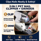 A Dog Nail Clippers & Grinder with LED Light trimming a dog’s claw and smoothing the edge.