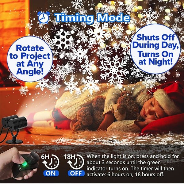 Dual Head Christmas Snowflake Projector