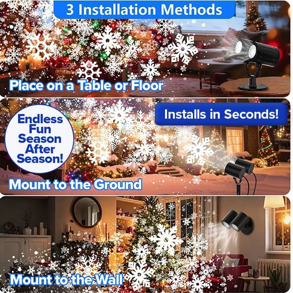 Dual Head Christmas Snowflake Projector
