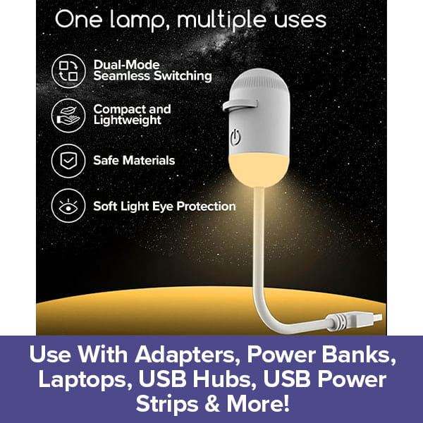 The Galaxy Projector Night Light is a compact, lightweight USB lamp in white, gently illuminating your space with soft, eye-friendly light. Featuring dual-mode switching and made from safe materials, it’s perfect for versatile use—just plug into adapters, power banks, laptops, USB hubs, and more for ambient light wherever you need it.