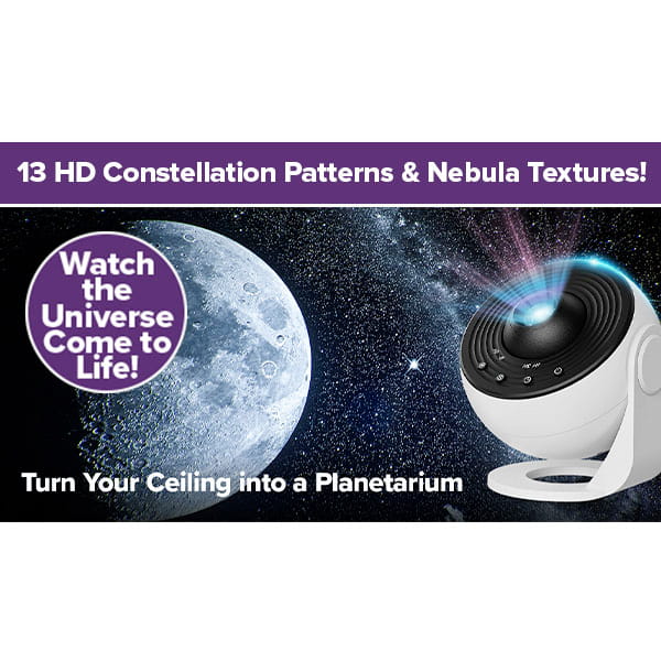 The Galaxy Projector for Bedroom displays 13 HD constellation patterns and nebula textures on your ceiling, with a vivid moon backdrop. Watch the universe come to life and turn your ceiling into a planetarium!.